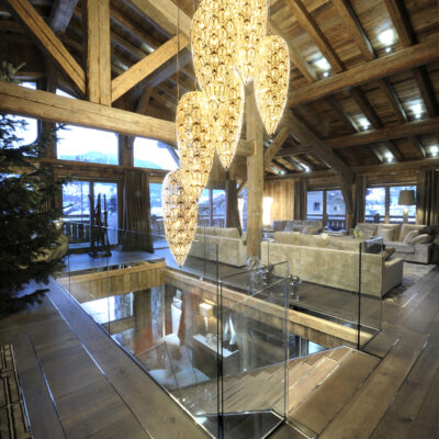 Garde-corps trémie en verre - Chalet privé - Megève France