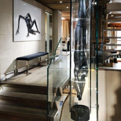 Garde-corps inox poli miroir & verre - Chalet privé - Megève France