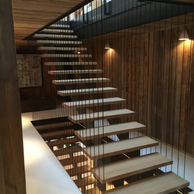 Escalier acier & bois - Chalet privé - Praz-sur-Arly France