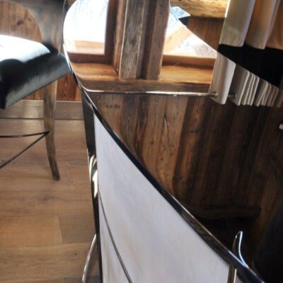 Mobilier inox poli et cuir - Chalet privé - Courchevel France